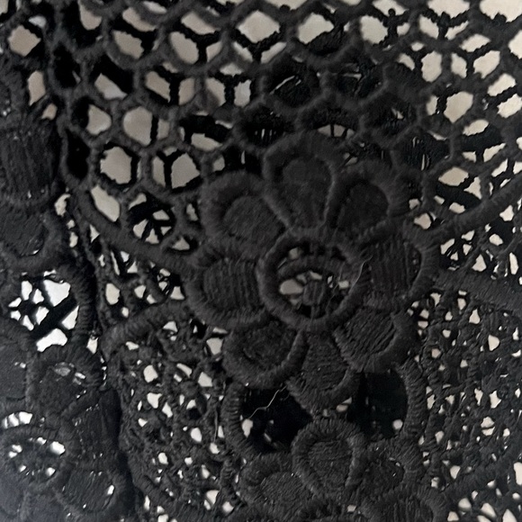 Blossom Crochet Lace Up Embroidered Black elegant Sexy Blouse sz US 4 - Picture 3 of 7